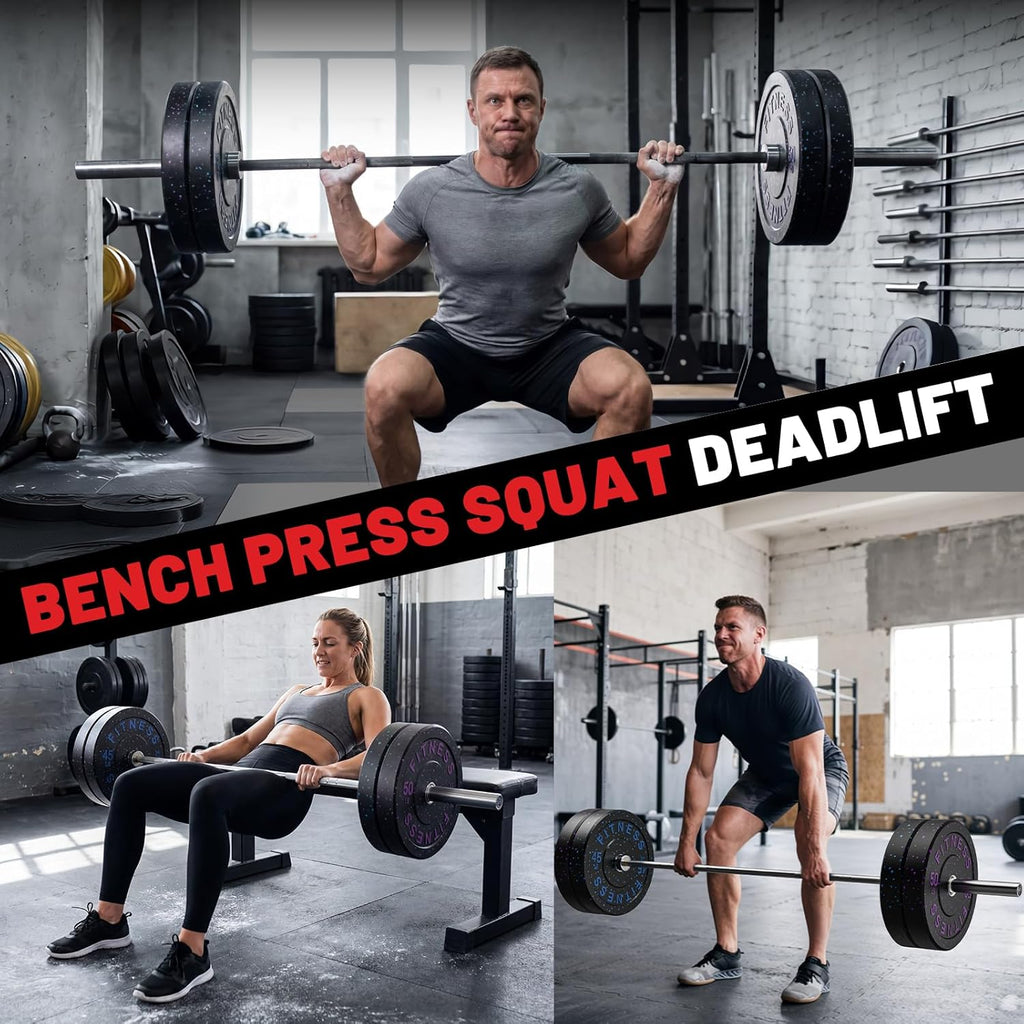 Weight Plates, 2-Inch Weights Plates Set, Floor Protective Rubber Weight Plates, 10-600Lbs Bumper Plates for Barbell Strength Training & Weightlifting (Single/Pair/Full Set)